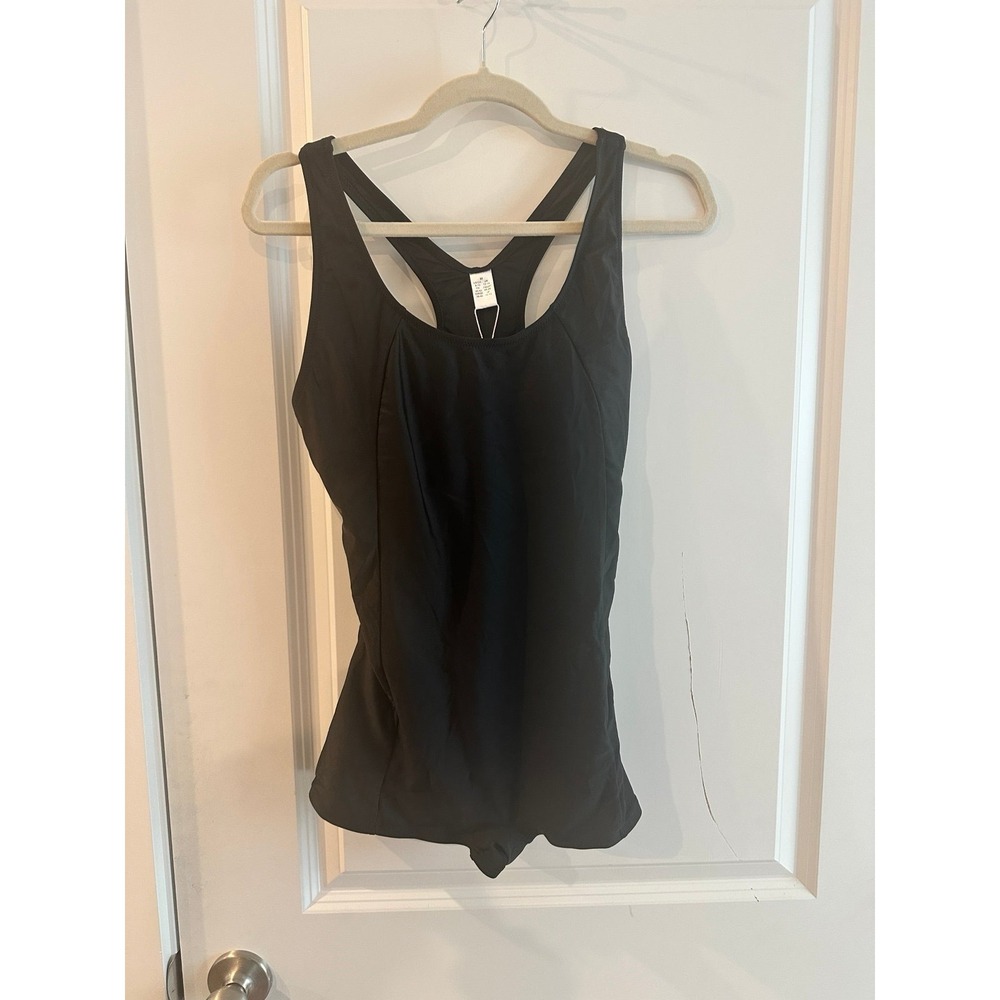 NEW Zeraca One Piece Swimsuit Black size M Racer Back Boyshort Legs Tank Sz M